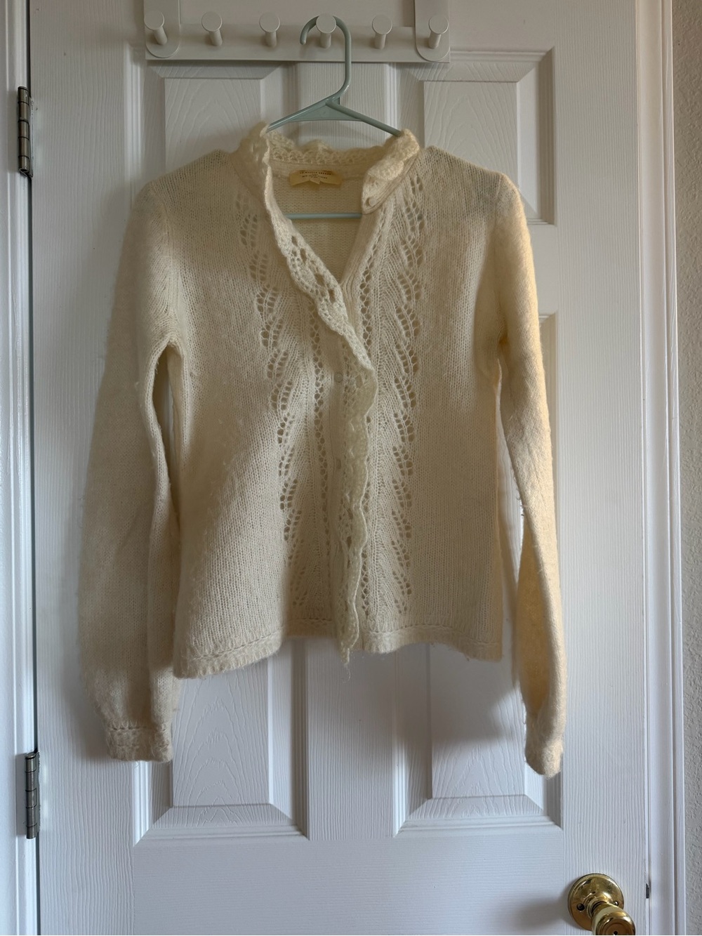 Cream Lace-Trim Knit Sweater